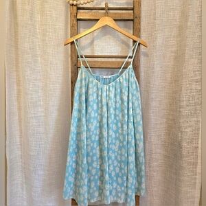 Zara Sky Blue Dress with White Floral Accents